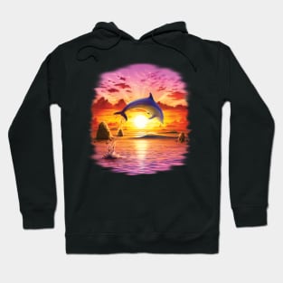 Dolphin dancing in sunset Hoodie